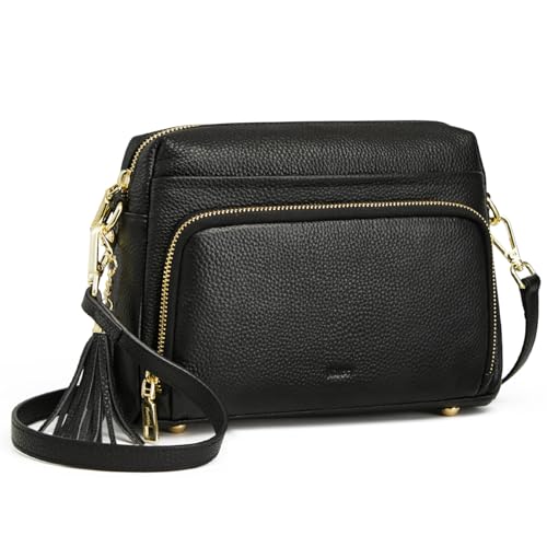 Image of Kattee RFID Genuine Leather Crossbody Bag for Women Small Purse | Top Grain Pebbled Leather. Compact Size. Built-in wallet. Anti-theft design for security. Ideal for daily, travel & work