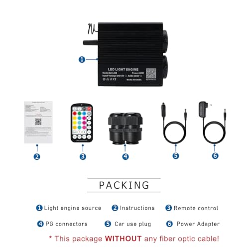 Image of AKEPO 32W Dual-Head Dual-Color Fiber Optic Light Engine, APP Control + Same or Different Color + Music Activated+28-Key Remote for Fiber Optic Star Ceiling