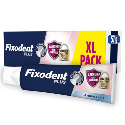 Fixodent Crème Adhésive Plus Barrière Anti-Particules, Pour Prothèses Totales et Partielles, Goût Neutre, Tenue Et Confort Tout Au Long De La Journée,...