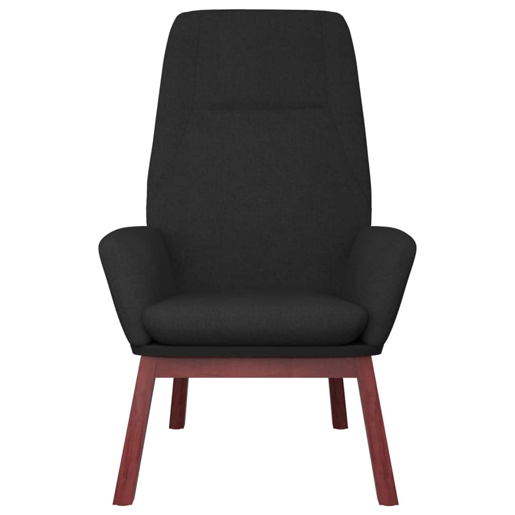 Poltrona relax in tessuto, per soggiorno, comoda poltrona imbottita, con telaio in metallo e gambe in legno di caucciù, moderna, nera