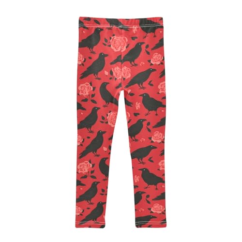 Girls' Athletic Leggings Ankle Length Yoga Dance Pants Kids Teen 4T Crow - Rose2