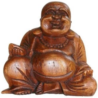 Happy Buddha wood statue 10 cm