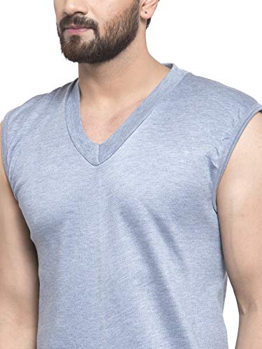 Image of UZARUS Men's Sleeveless Solid V Neck Thermal TOP