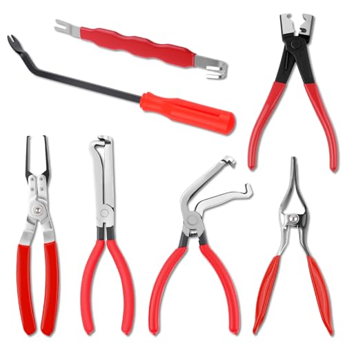 7PCS Automotive Electrical Terminal Connector Separator Removal Tool Kit,60°/Straight/Dual Head Electrical Disconnect Pliers with Hose Removal Pliers,Electricals Connector Removals Tool (7PCS)