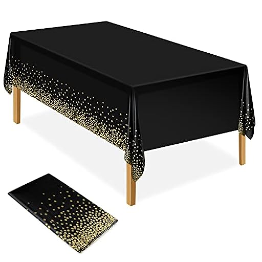 ELECLAND Mantel de Fiesta Negro y Dorado Mantel de plástico 137x274cm Mantel de Mesa de Confeti de Lunares Dorados Mantel de Fiesta Rectangular para Picnic, Decoraciones de cumpleaños | Ya disponible en tu tienda friki favorita! En mundofriki.es!