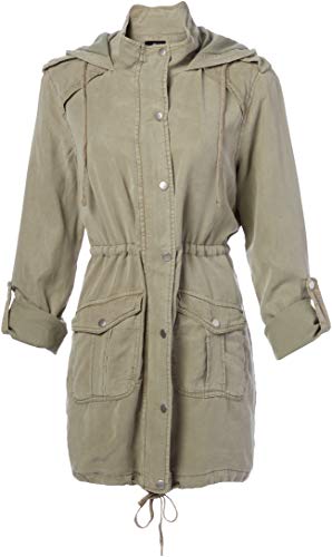 Angie Women's Military Green Vintage Wash Jacket