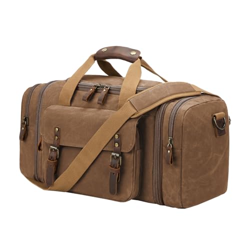 Waxed Canvas Duffel Bag 50L Waterproof Duffle Bag Travel Overnight