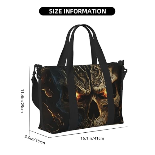 Laptop Tote Bag for Women Work - Metal Evil Skull Gym Bag for Women Men, Personal Item Crossbody Travel Bags Carry On, Overnight Weekender Bags for Women Travel2