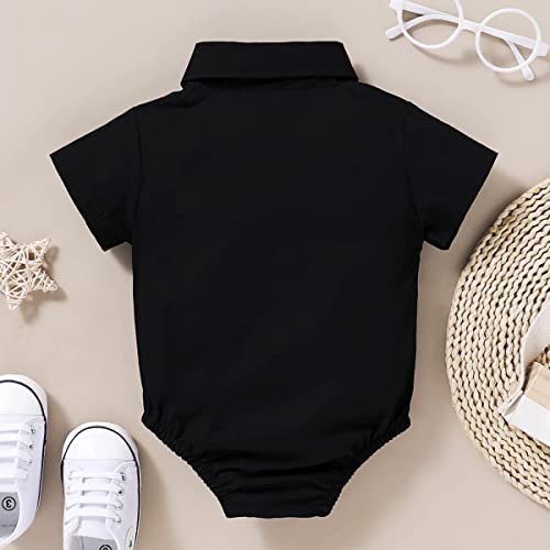 Yruiz Baby Boy's Button-Down Shirt Newborn Jumpsuit Long Short Sleeved One-Piece Gentleman Outfit3