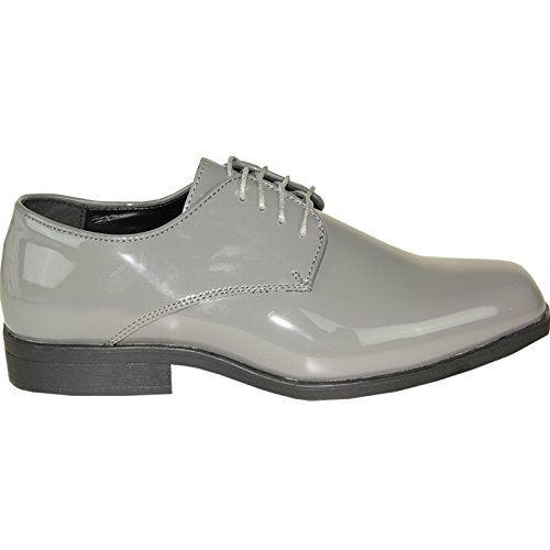 Image of VANGELO Men Dress Shoe TAB and Tux Oxford Formal Tuxedo for Prom Wedding Uniform Medium and Wide Width Black Grey Ivory White Patent