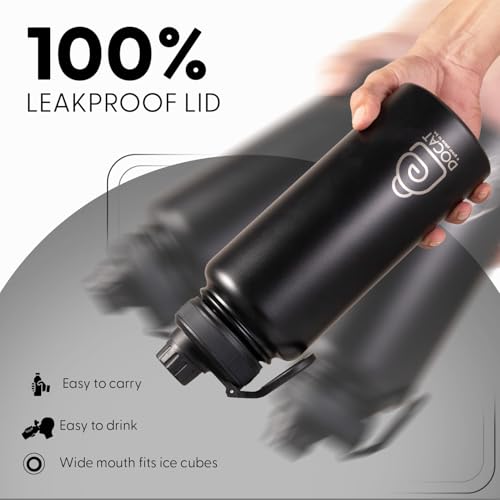 Image of DOCAT Water Bottle 1 Litre, Stainless Steel Sipper Water Bottle, Leak Proof Lid, Rust Proof, 24 Hours Hot and Cold Thermosteel Vacuum Insulated Water Bottle