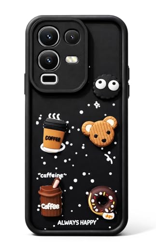 Image of Bintage Cute Fun Taddy| 3D Ball Bear| Donut| Coffee Rubber Case Camera Protection Back Cover Compatible for Infinix Note 50x 5G (6.67) - Black