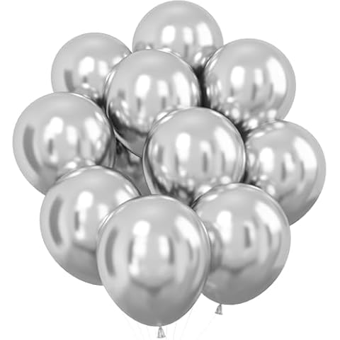 Dagelar Metallic Silver Balloons 30Pcs 12Inch Chrome Silver Metallic Balloons Chrome Silver Helium Balloon for Silver Balloon Garland or Arch as Bridal Shower Wedding Party Decor Cover