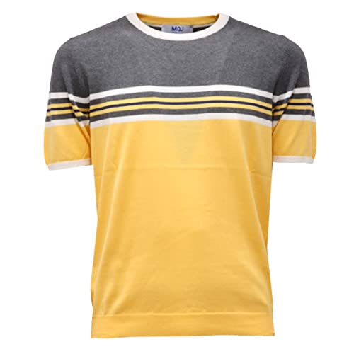 Maglia uomo yellow/grey cotton t-shirt en coton bio bicolore 2841AH