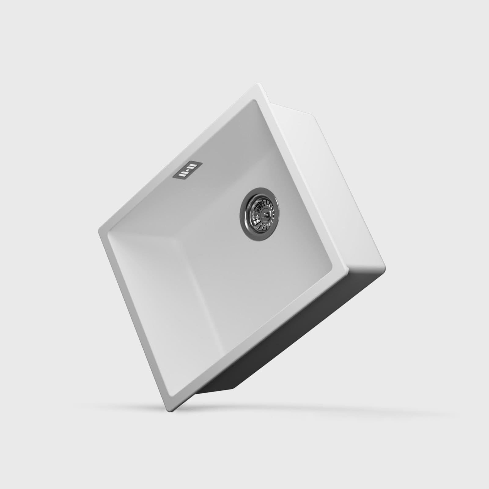 LD54WH – Fregadero de cocina 1 seno blanco – Composite BIO – Empotrable o Bajo Encimera – 55 x 45 x 20,8 cm