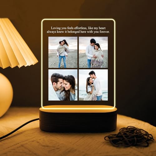 Image of Giftplease Customized LED Light Photo Frame for Friends | Personalized Lamp with Friendship Quote | Best Friend Gift for Birthday, Farewell, Friendship Day | Tabletop Frame 6x7.25 Inch FR 12