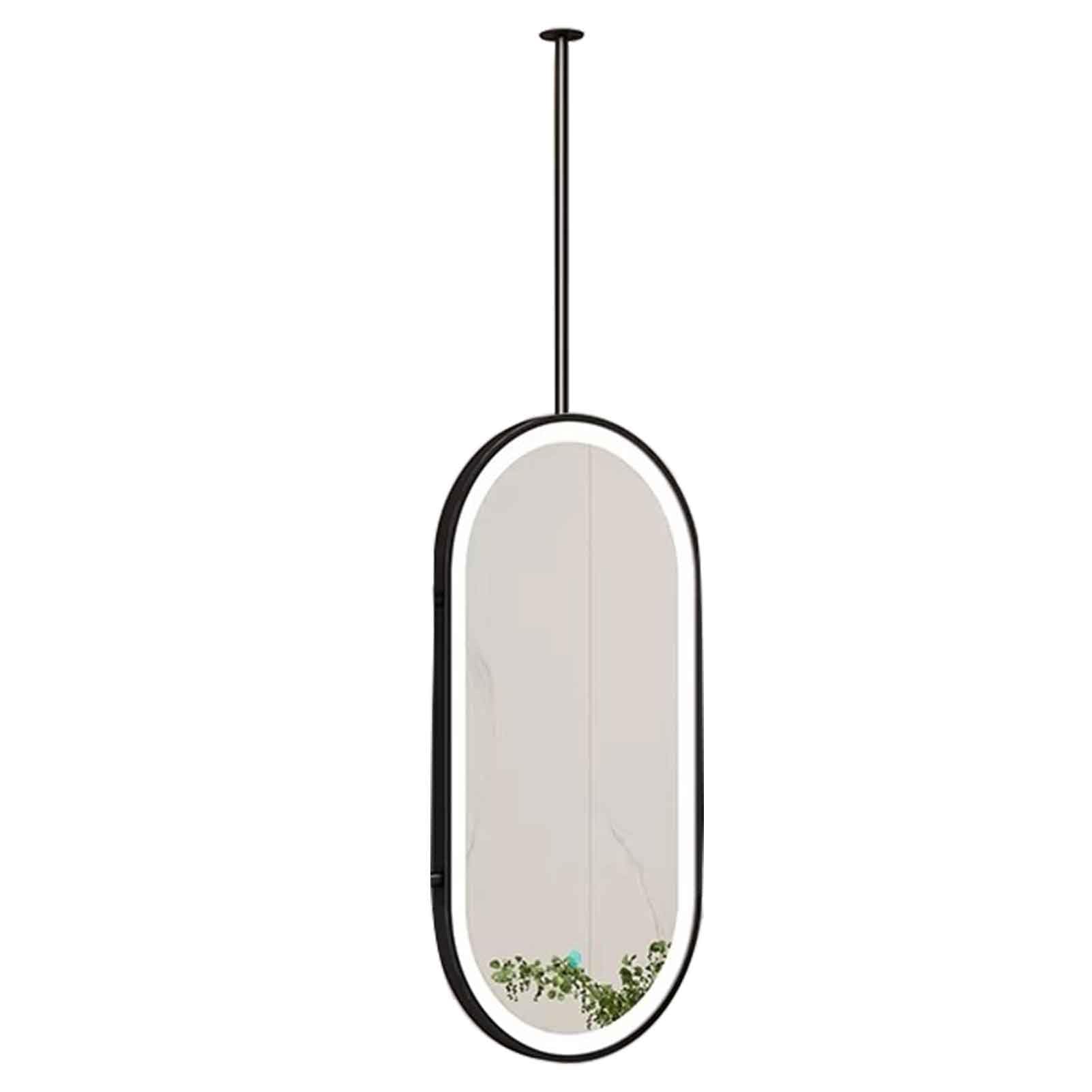FGXHHS Ceiling Mounted Suspended Bathroom Vanity Mirror w/Custom Rod - 3 Color Temperature Dimmable LED Light Makeup Mirrors(50cmx80cm)