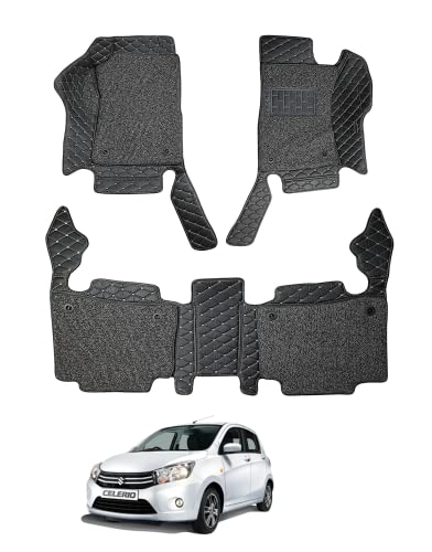Image of Auto Hub Premium 7D car mat Maruti Celerio, Luxury Double-Stich 7d Car Floor Mat Complete Set, 100% Waterproof and Washable, Color : Black