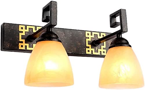 Applique de vanité LED en fer forgé patiné, l'élégance rétro pour miroir et chambre