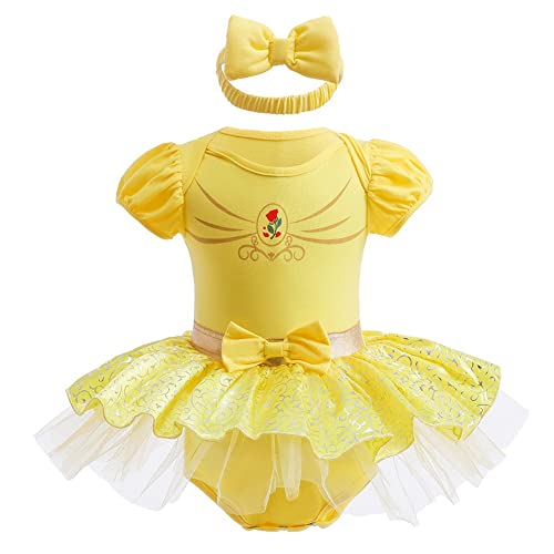 Image of FMYFWY Baby Girls Snow White Sofia Belle Princess Costume Halloween Christmas Birthday Romper Tutu Dress w/Headband