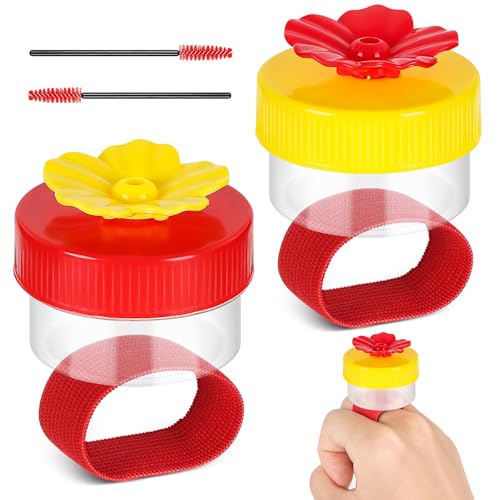Hummingbird Ring Feeders 2 Pcs Hand Held Hummingbird Feeders with Cleaning Brush Hand Feed Bird Feeder for Window Outdoors