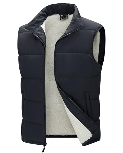 33,000ft Chaleco acolchado de invierno para hombre, chalecos de entretiempo cálidos para hombre, chaleco de trabajo al aire libre, chaqueta sin mangas con 5 bolsillos para golf, senderismo, gris, XL