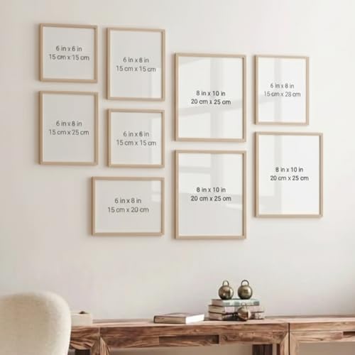 Image of kotart Photo Frame For Wall Decor | Wooden Frames For Wall Decoration | Aesthetic Collage Picture Frames | Rectangular Photo Frame For Home Decor Office | Set of 9