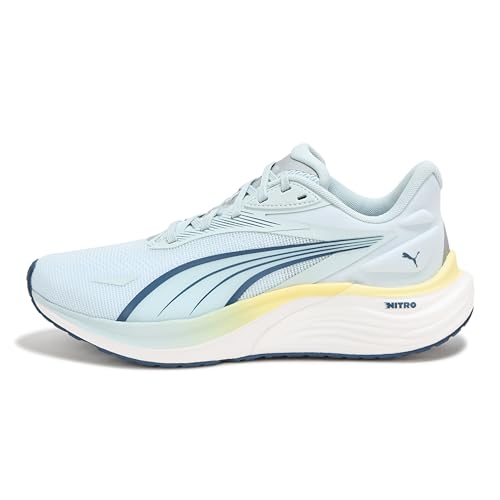 PUMA Women's Electrify Nitro Running Shoes, Sea Glass-Dark Indigo-Gray Echo, 8