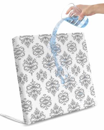 Hokiten Grey Floral Boho Outdoor Cushion Chair Cover Set of 2 - Waterproof Couch Seat Covers, Vintage Ethnic Tribe Abstract Art Patio Furniture Protector Cushions Slipcovers for Sofa/RV, 22