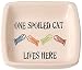 PetRageous One Spoiled Cat Rectangular Saucer Bowl, 5"/2.5oz, Natural/Multicolor
