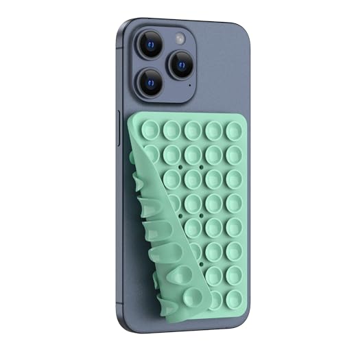 Image of Double Sided Silicone Suction Phone Holder Mount, Silicon Accessory for iPhone and Android, Hands-Free Mirror Shower Phone Holder, TikTok Videos and Selfies (Combo F)