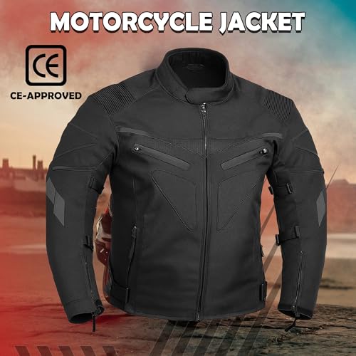 Hive Moto Mens Motorbike Jacket Waterproof CE Armoured For Bikers Mens Boys Coat Protective Cordura Textile Motorcycle Jacket (US, Alpha, 7X-Large, Regular, Regular, JKT-9933 Black) - Thumbnail 5