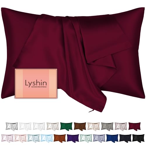 Mulberry Silk Pillow Cases Queen Size with Hidden Zipper, Ultra Smooth and Soft Breathable Cooling Silk Satin Pillowcase for Hair and Skin, Gifts for Women Men (Burgundy Red, 20x30 Inches, 1 Pack)