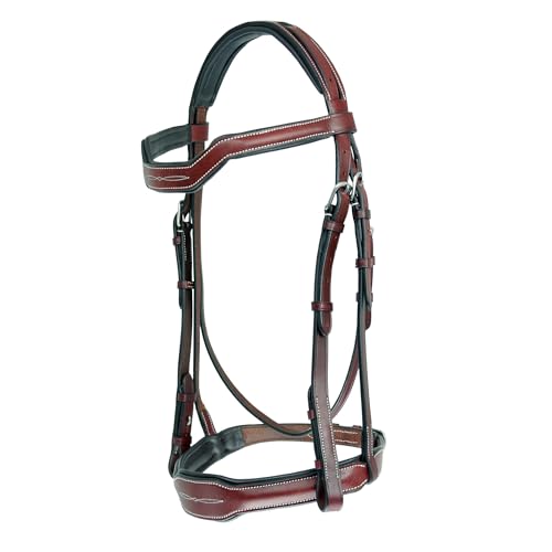 Grewal Equestrian Santorini Leather Snaffle Bridle, English Horse Tack (Black, Oversize)