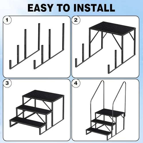 Escalera resistente para piscina sobre suelo con pasamanos y capacidad 660 lb miniatura 4