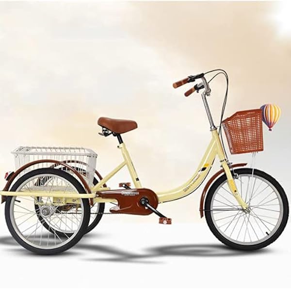 3 Wheel Bikes Bicicleta Tres Ruedas Triciclo 3 Ruedas Ruedas 20 Pulgadas Triciclos Adultos Marco Acero al Carbono 7 velocidades Diseño antivuelco con Canasta Personas Mayores Mujeres Hombres Ciclismo