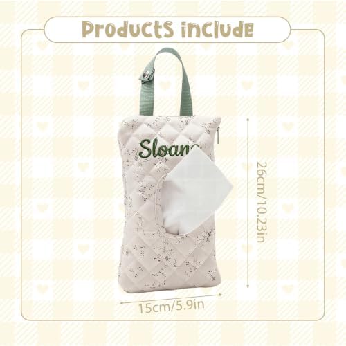 Personalized Quilted Diaper Wipes Pouch, Portable Hanging Wipes Bag for Car — view 2