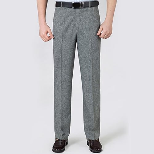 Mens Straight Fit Dress Pants Classic Casual Business Office Work Big and Tall Expandable Waist Cotton Linen Trousers2