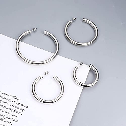 Milacolato 4 Paia di Orecchini a Cerchio Spessi