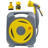 Garden Hose with Reel - 50ft Expandable Water Hose with 8-Pattern Nozzle, Lightweight & Flexible for Gardening, Car Wash, Pet Bath, Patio Cleaning, Anti-Leak Durable Design