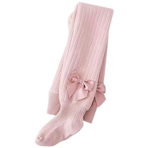 Baby Girls Cable Knit Tights Winter Warm Fleece Lined Leggings with Cute Bow Cotton Comfy Soft Pantyhose for Toddler Kids