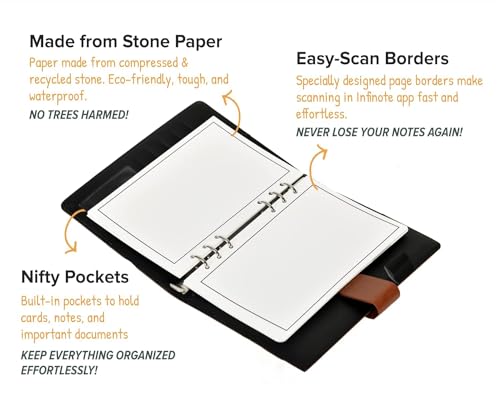 Image of Infinote Executive Reusable Stone Paper Smart Notebook and Planner (A5, with 100 Pages | 50 Sheets | 100 Sides, Tan Brown)