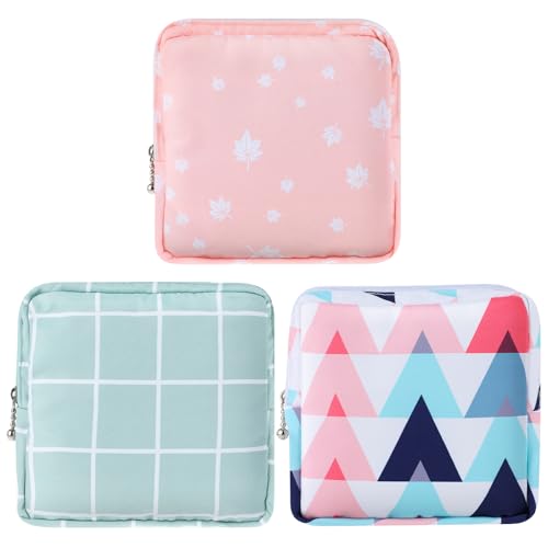 HJZHII 3PCS Sanitary Napkin Storage Bag, Menstrual Pad Zipper Bag Period Pouch Portable Period Bag Tampon Holder Tampon Bags for Women Girl Daily Use Outdoor Travel (Style 1)
