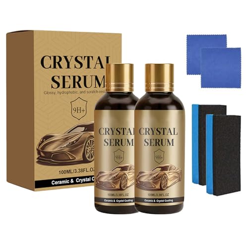 2PC Crystal Serum,9H Advanced Graphene Ceramic Coating for Cars,Long Lasting Paint Sealant for Ultimate Shine & Protection, Scratch Resistant & Hydrophobic Car Paint Restorer