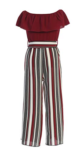 Image of iGirlDress Girls Wide Leg Off Shoulder Elegant High Waist Rompers Palazzo Pants Trousers Jumpsuits USA 4-14