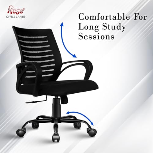 Image of ROSE Elite | 3 Years Brand Warranty | Ergonomic Office Chair, Study, WFH, Revolving, Rolling, Desk, Task, Laptop, Student Chair (Elite Classic MB, Black)