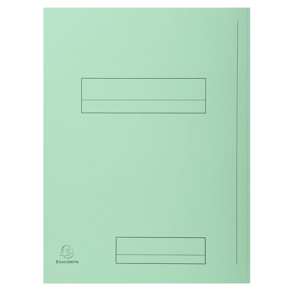 Exacompta 335004E Teczka na dokumenty Super, 2 klapy, wykonana z kartonu 210g/m², praktyczna i wytrzymała, na dokumenty A4, teczka na prospekty, 50 sztuk kolor zielony