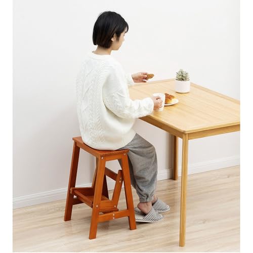 Escalera de mano de madera blanca en formato taburete plegable doméstico multifuncional 5