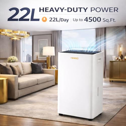 Image of HINISO 22L Smart WiFi Compressor Dehumidifier with HEPA 13 Air Purification for Home up to 4500 Sq.ft | UV & Ionizer | 5.5L Tank | Continuous Clothes Dry Mode | Auto Defrost