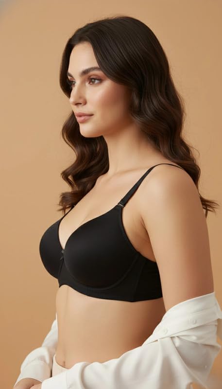 Image of Women's Lycra Lightly Padded Full Coverage Wirefree T-Shirt Bra Combo Pack of 2